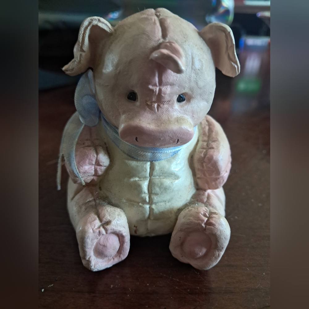 Charming Jim Harvey Pig Figurine with Pink Accents VINTAGE